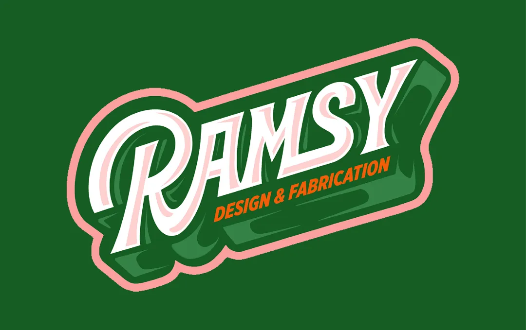 Ramsey logo design in green script typography.