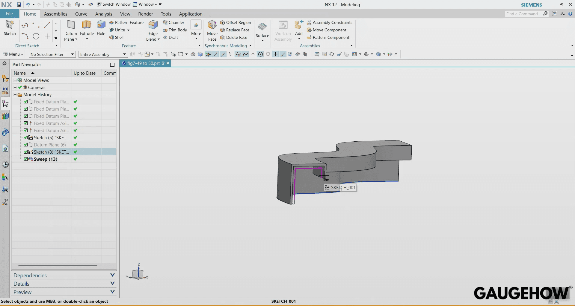 Siemens NX sweep model