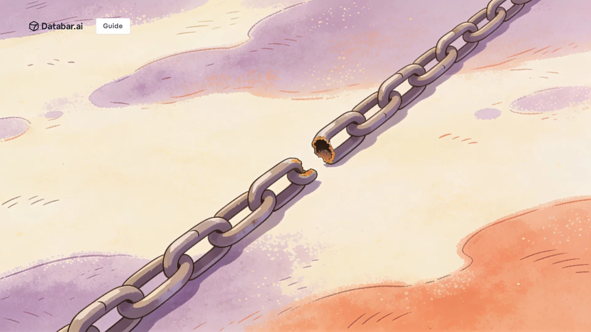 Illustration of a long chain pulled taut where one small worn link is about to give way — Most Sales Teams Miss Quota Because of One Hidden Problem 
