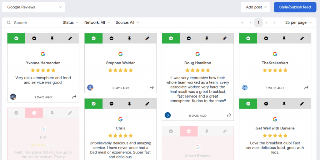 Curate Google Reviews feed