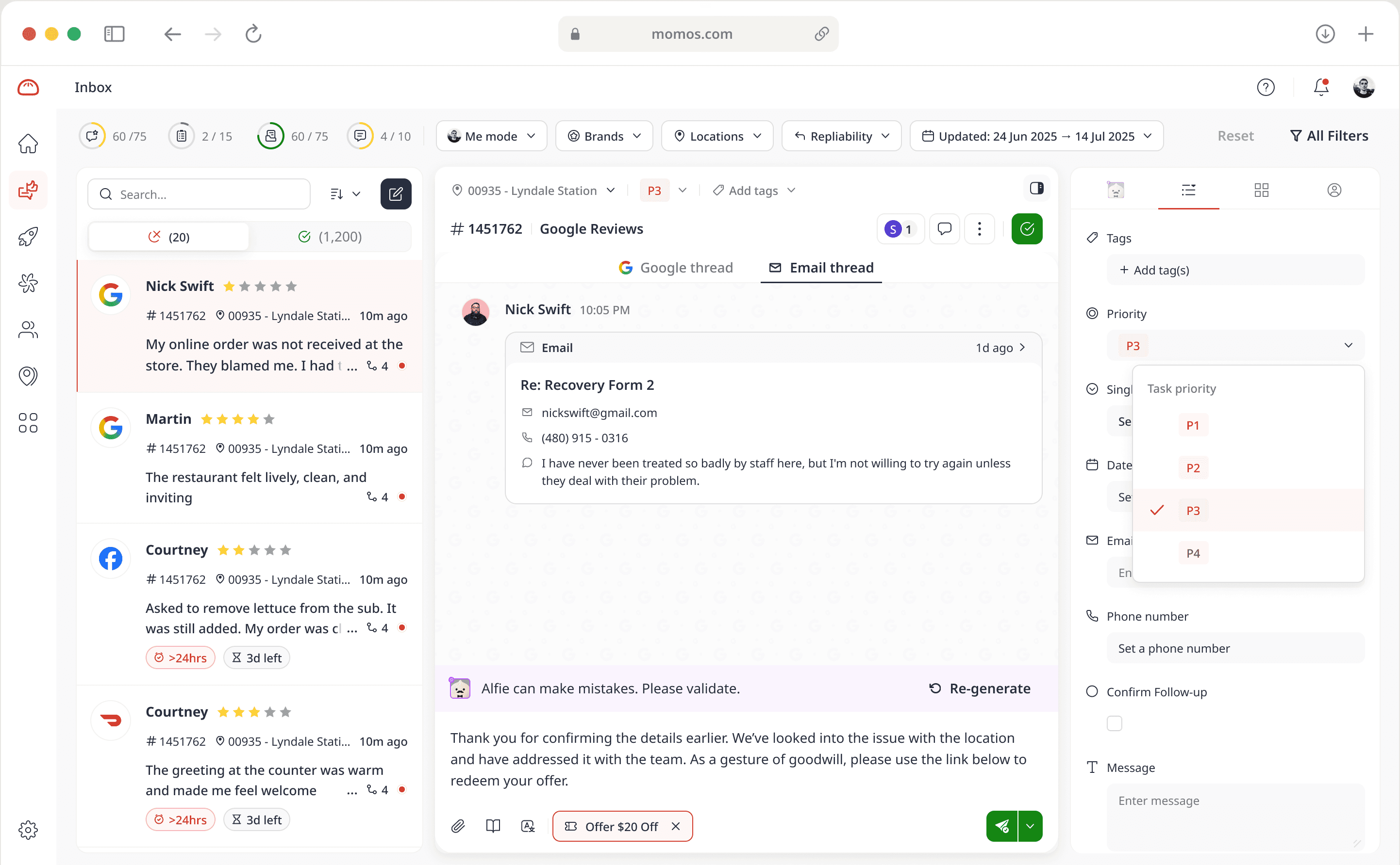 Imagen del panel de control