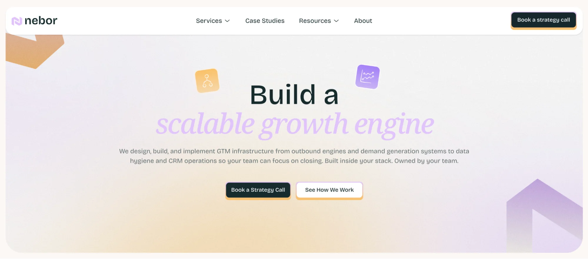 Nebor homepage: B2B GTM systems and sales automation agency