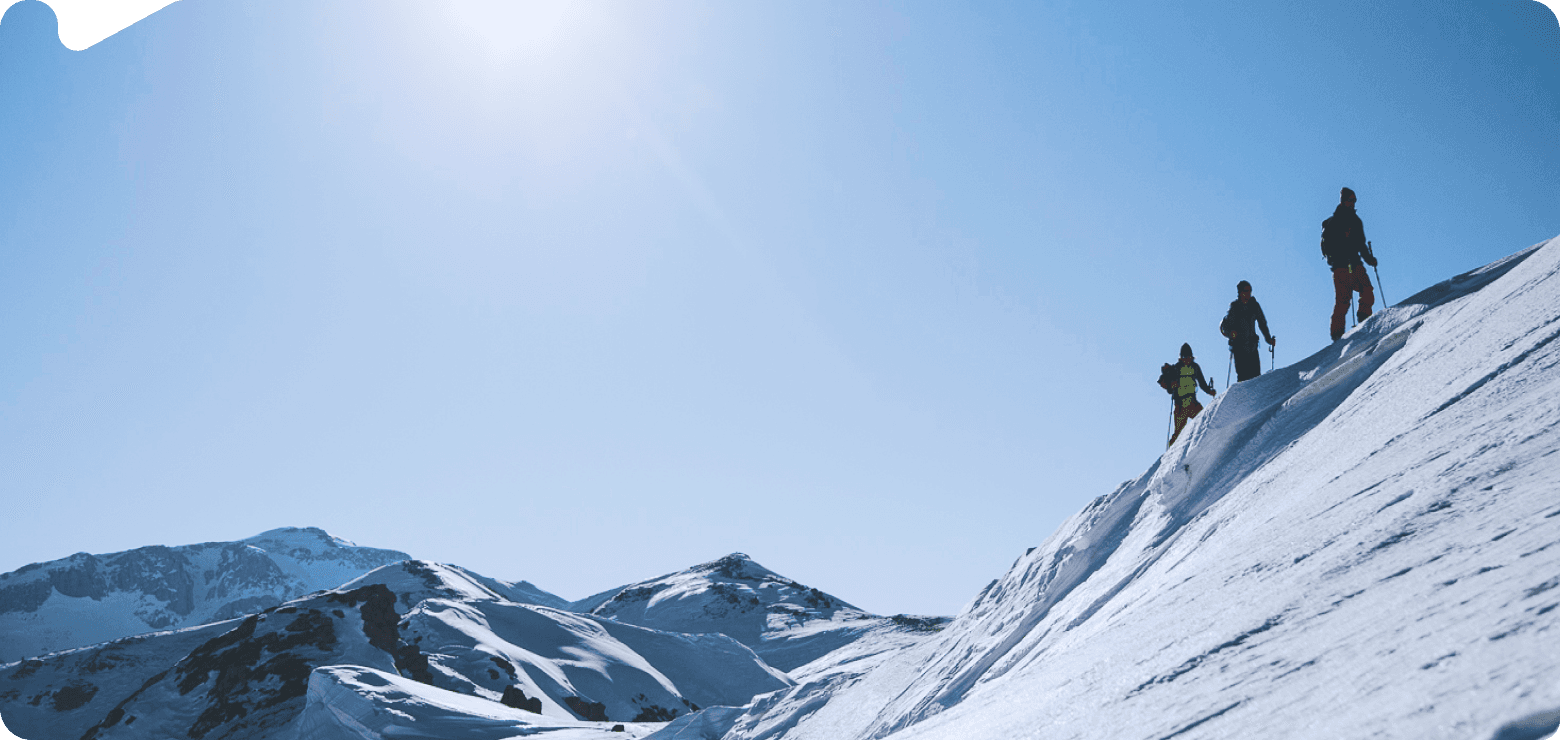 Hiking the peak before skiing down in Bogicevica Valley, Montenegro 