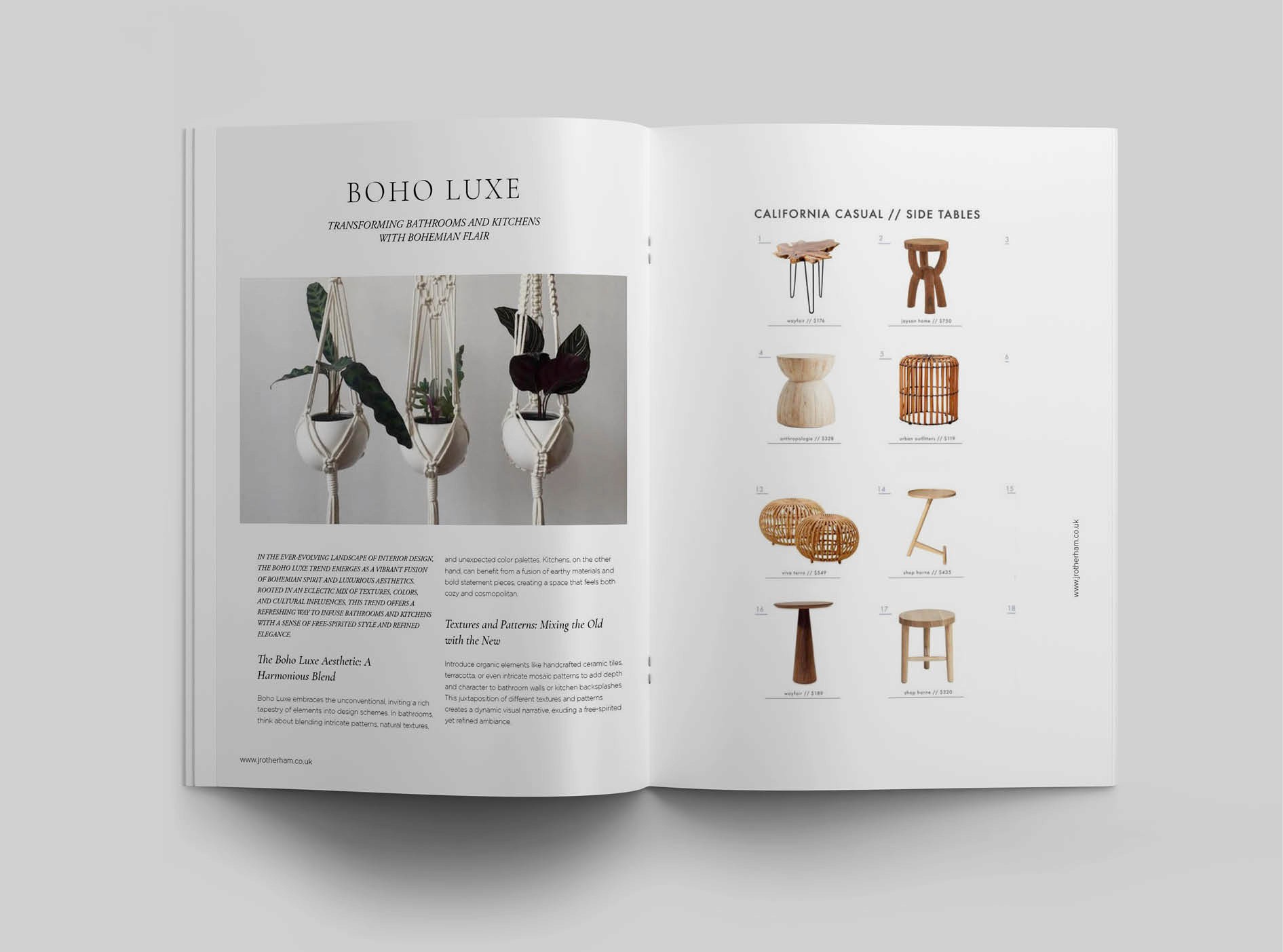 Luxury brand brochure design featuring editorial layouts, premium typography, lifestyle imagery and refined brand storytelling across printed collateral