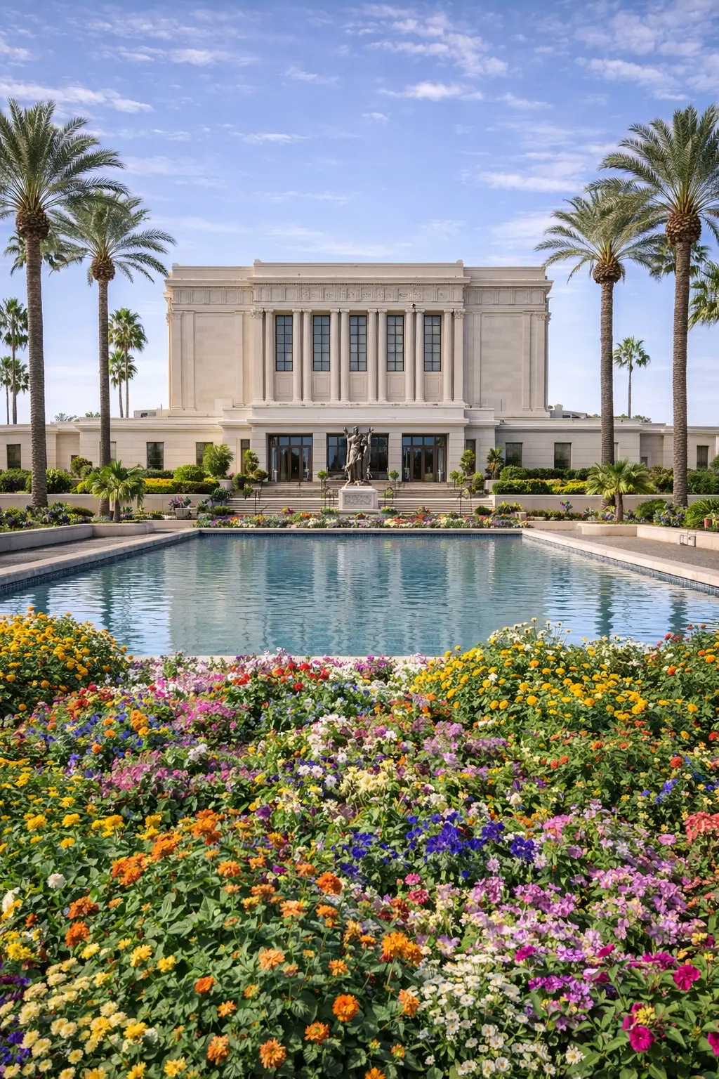 A sunny view of the Mesa Arizona Temple, a landmark in one of our service areas.