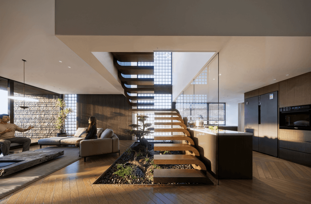 Duplex Apartment Stairs area modern, contemporary open space