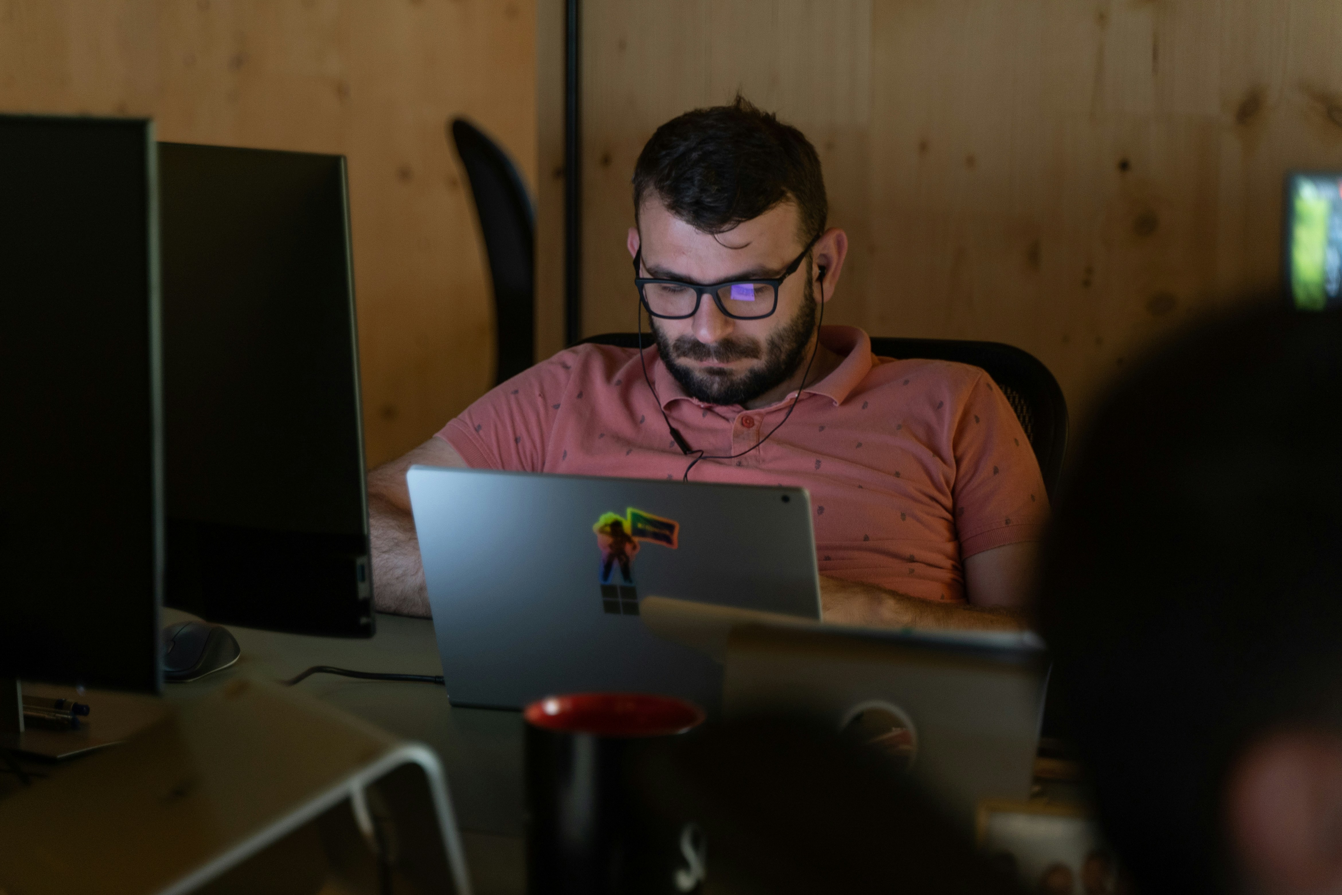 man working from office - Client Prospecting