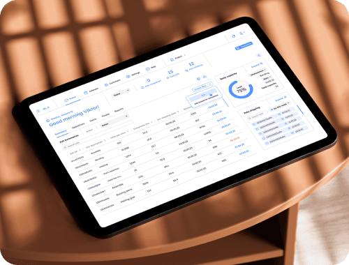 Ipad showing ERP SaaS software dashboard sceen