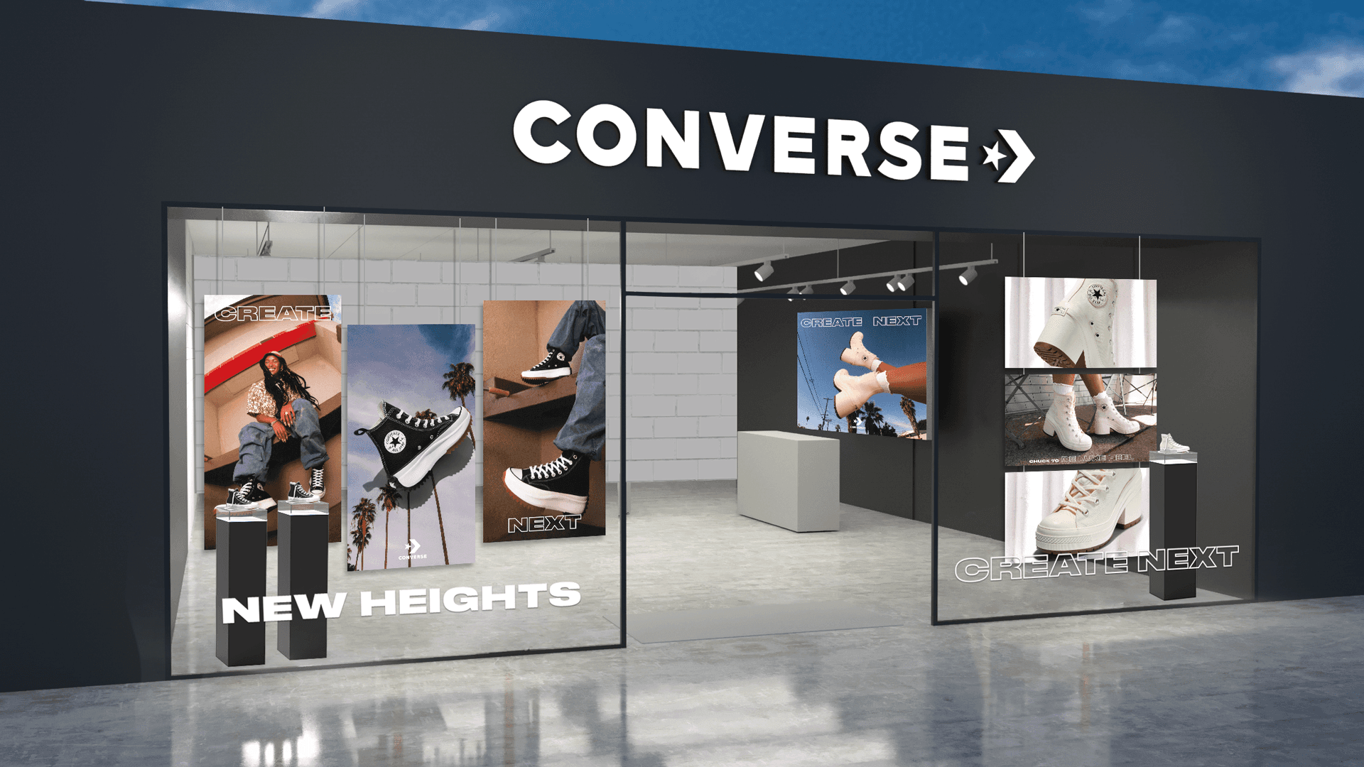 person standing in front of shoes