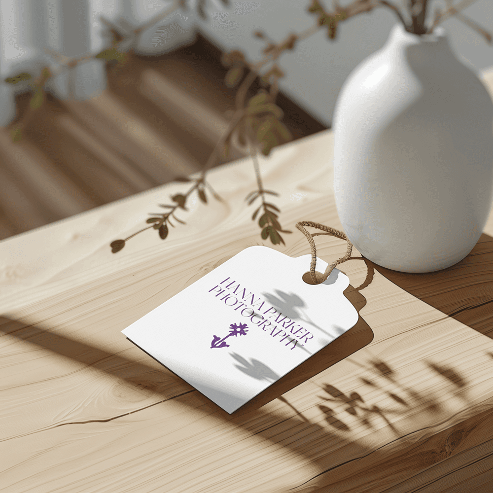 Stationery mockup highlighting the logo and typography within a warm, natural environment.