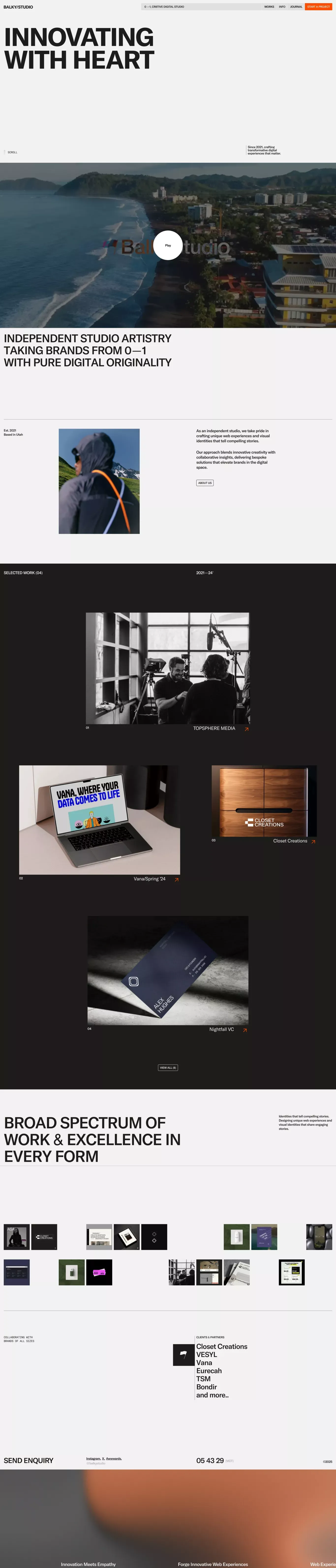 Balky Studio® - Crafting Digital Experie portfolio page screenshot showcasing Design and Tech design
