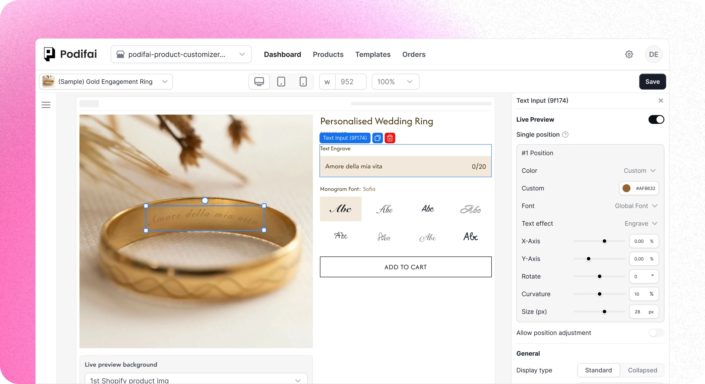 Live preview example