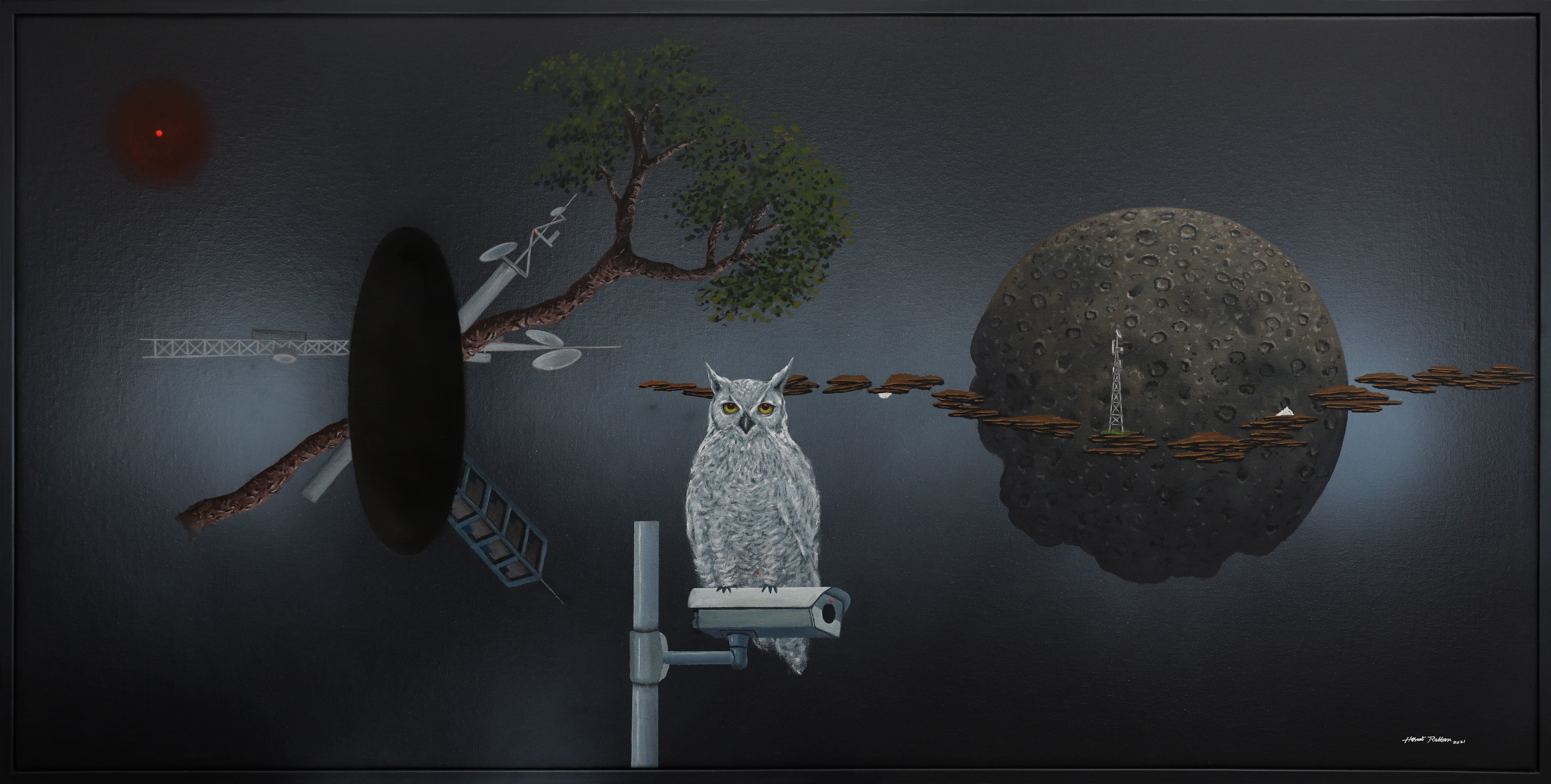 herd of sheep on road painting