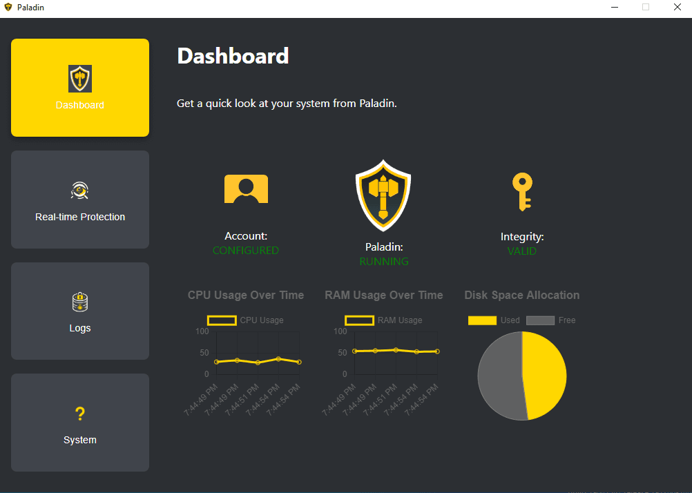 Paladin AntiVirus User Interface