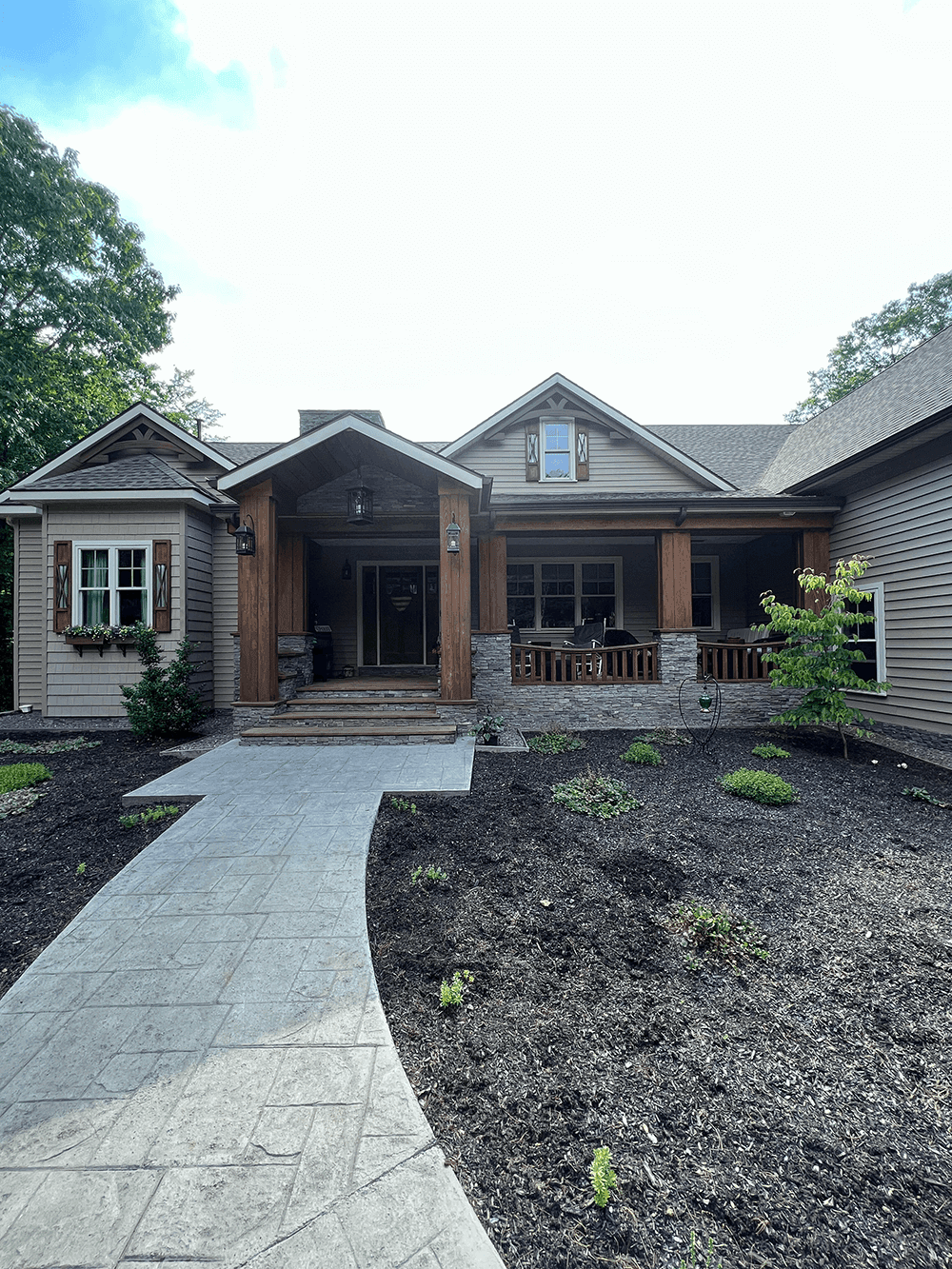 Brown Modern House Front Walkway