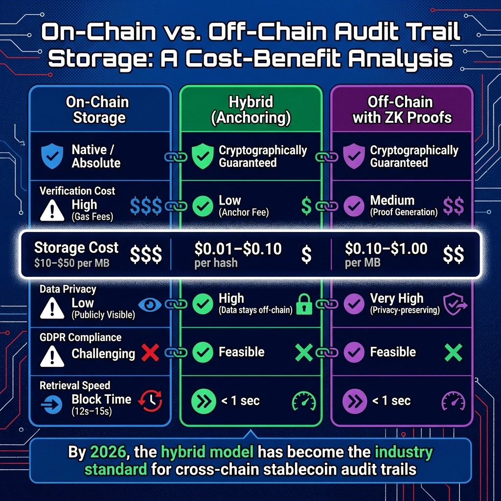 On-Chain vs Off-Chain Audit Trail Storage Comparison for Cross-Chain Stablecoin Payments