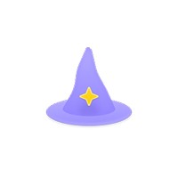 Purple witch hat with a yellow star emblem.