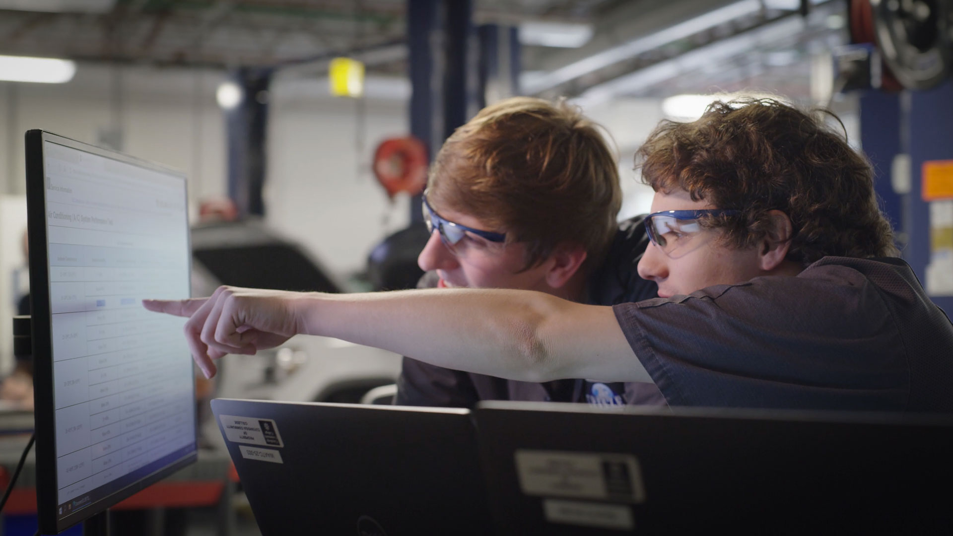 students working in class