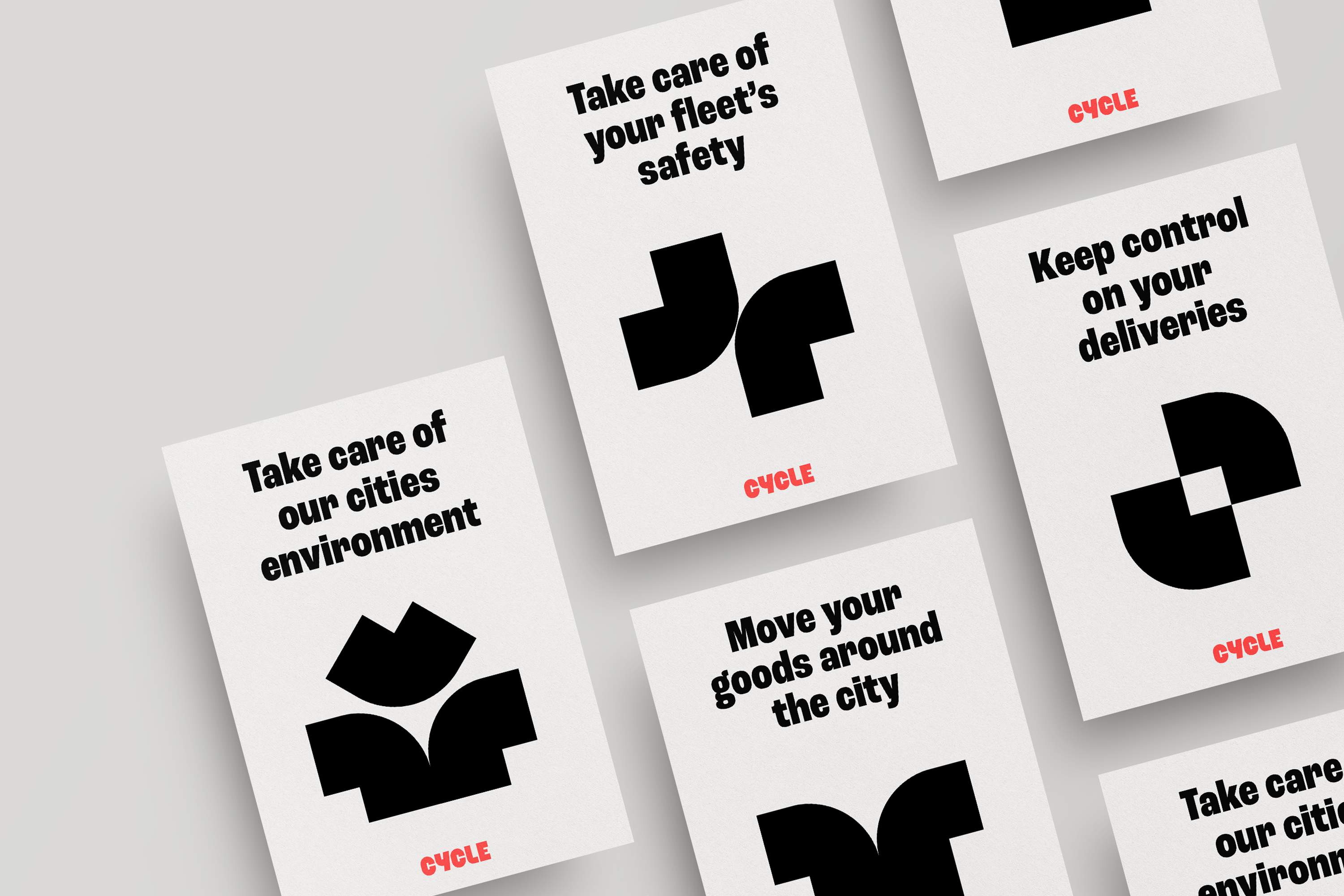 Paper cards showing Cycle's bespoke  icons