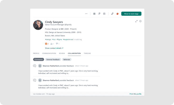 Candidate profile