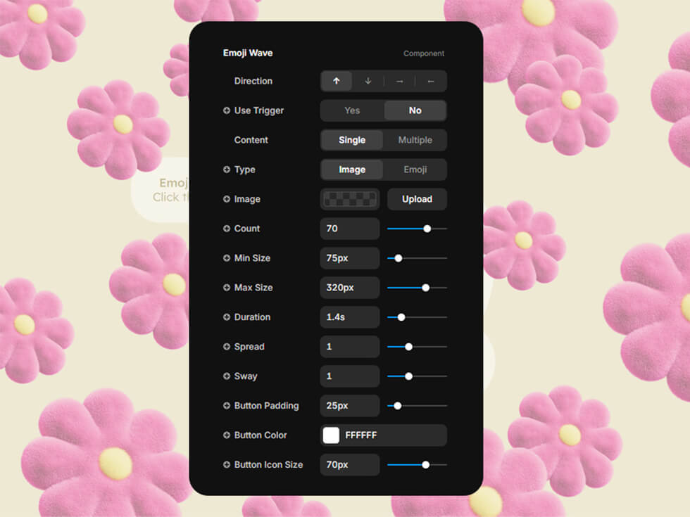Capture d'écran du component Framer Emoji Wave