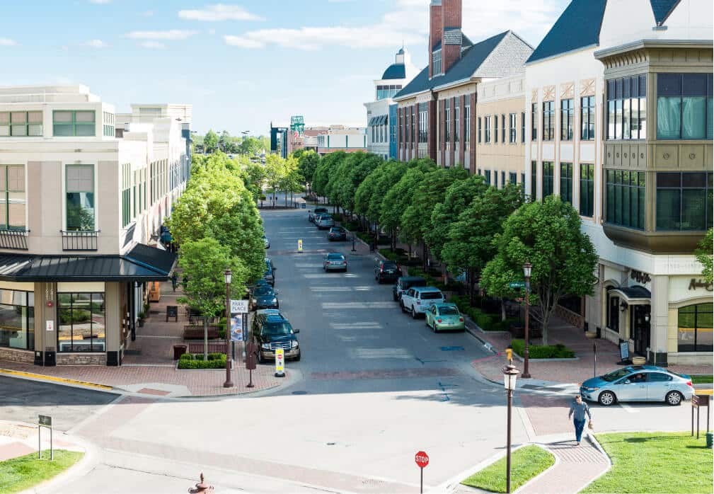 Main town area of Leawood, Kansas