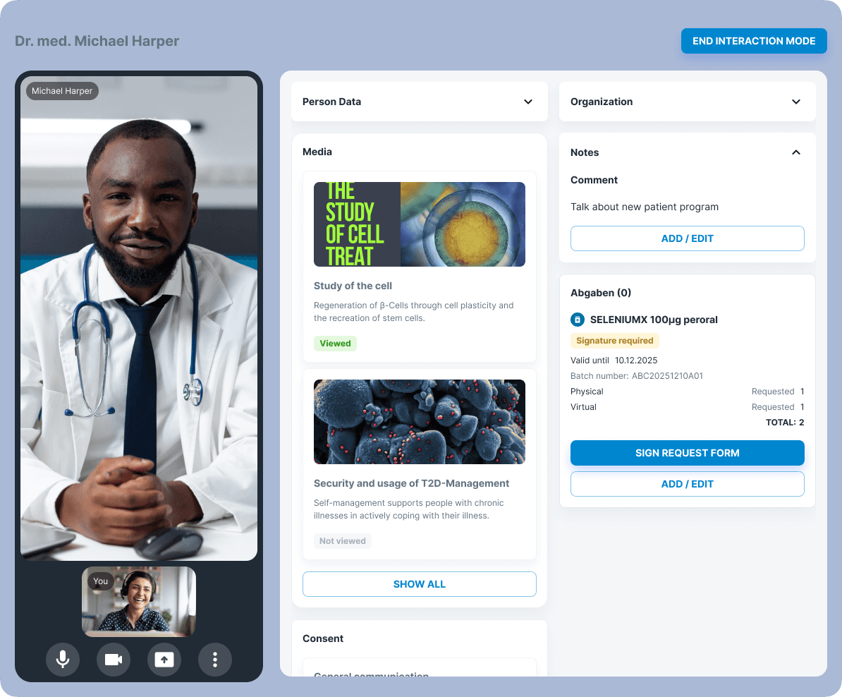 An illustration of the ysura CRM UI in the Activity Planning Module