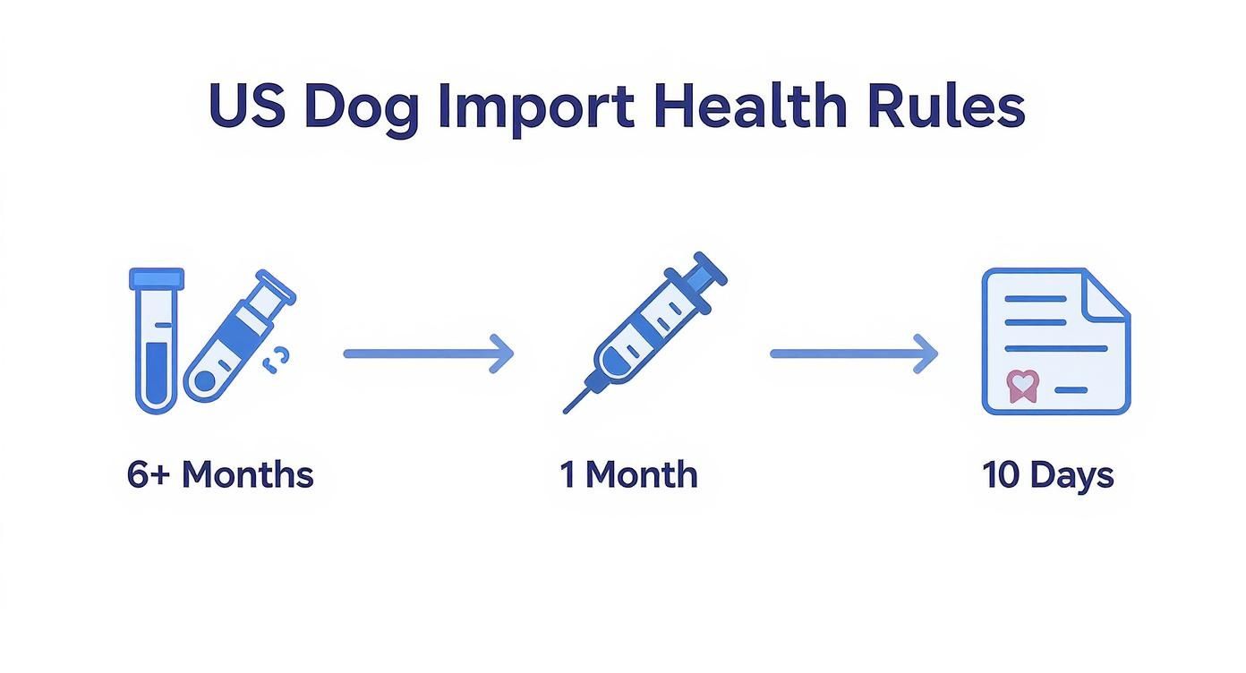 Infographic about returning with a dog to the usa