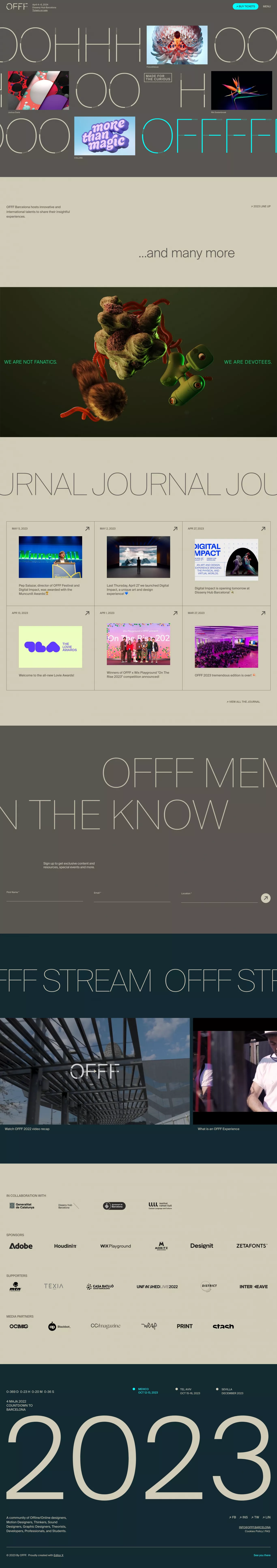 OFFF Barcelona 2024 other page screenshot showcasing Event and Design design