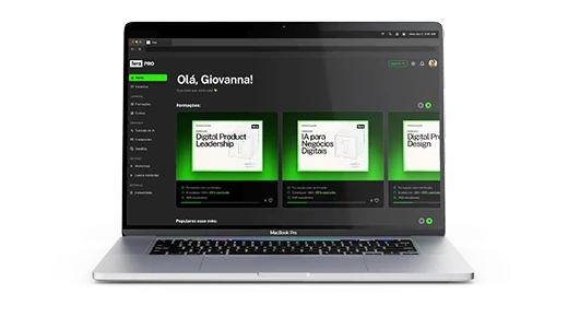 Um laptop exibindo uma interface de usuário com opções de configurações e ferramentas em um design com tema verde.
