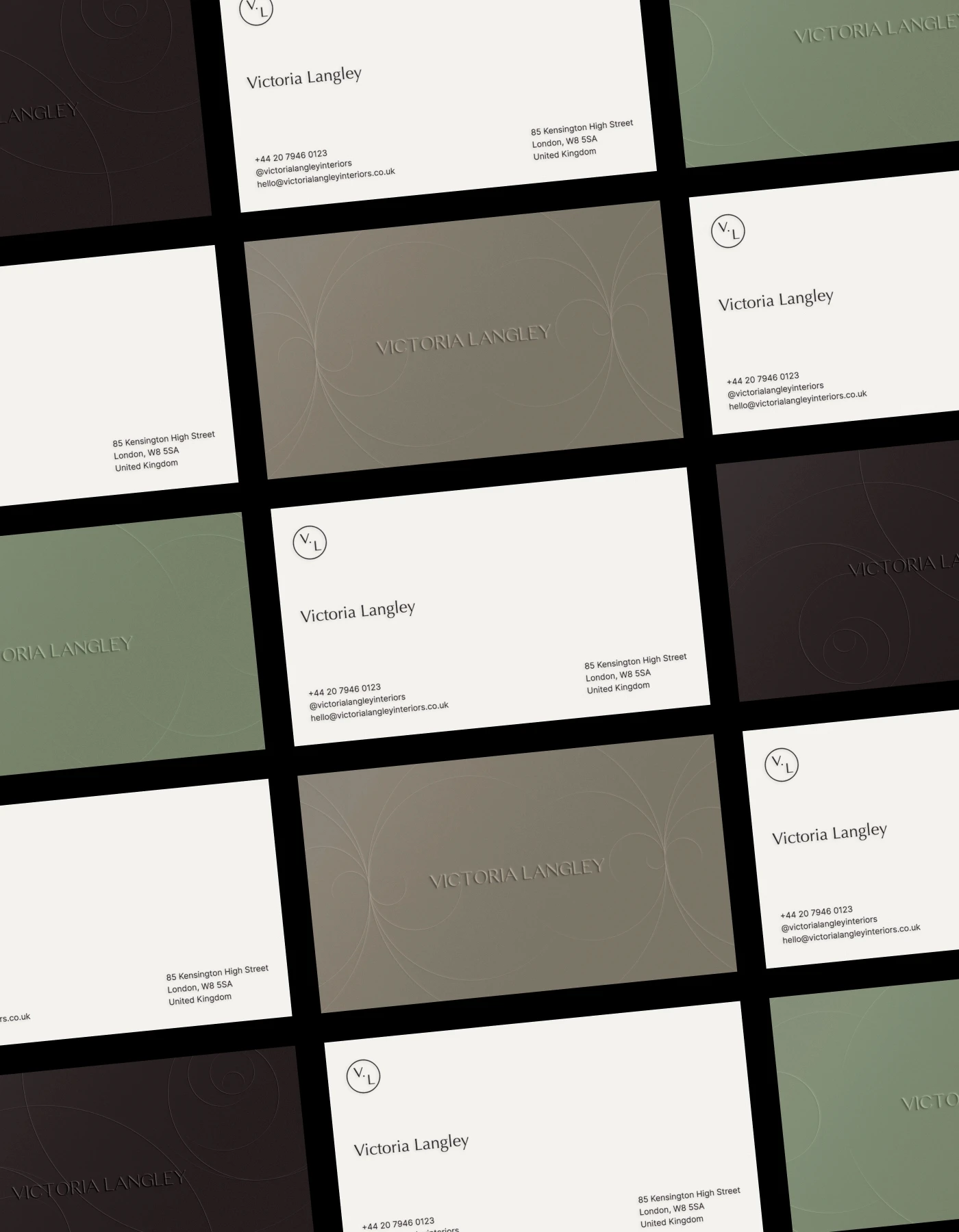 Business card design for an interior designer