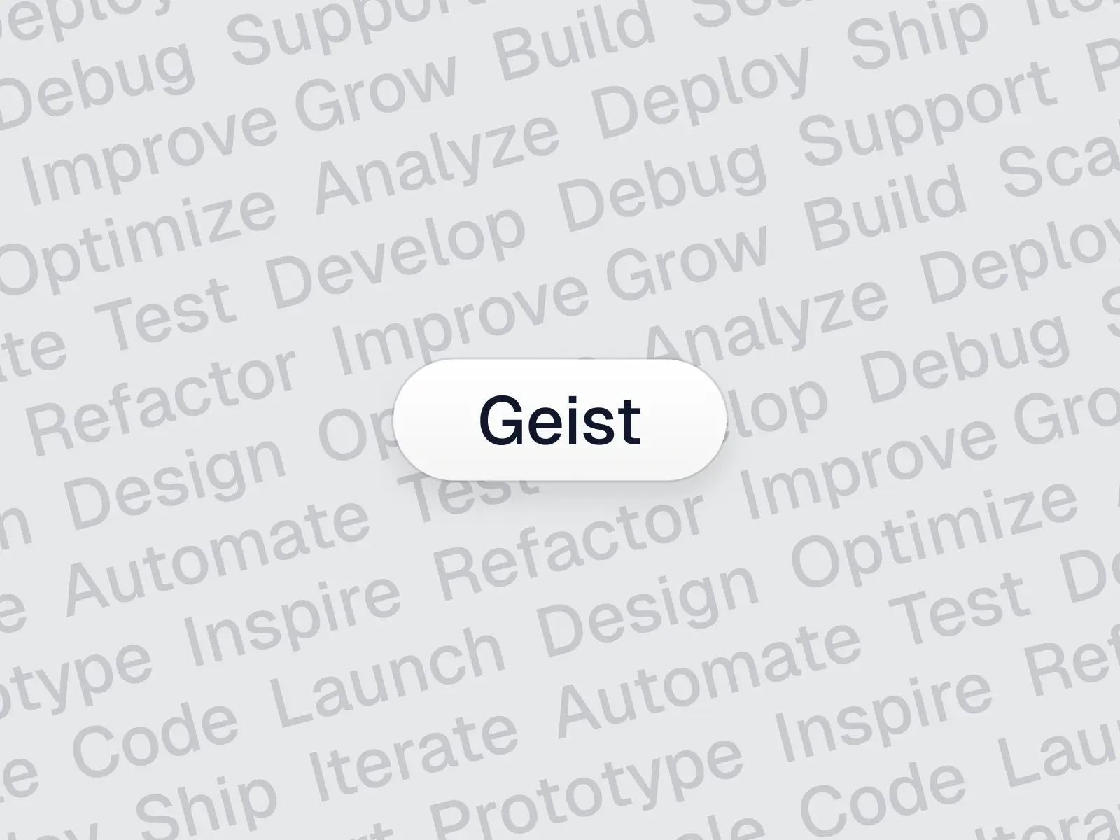 Geist font preview with 3D soft UI button on light background with tech terms
