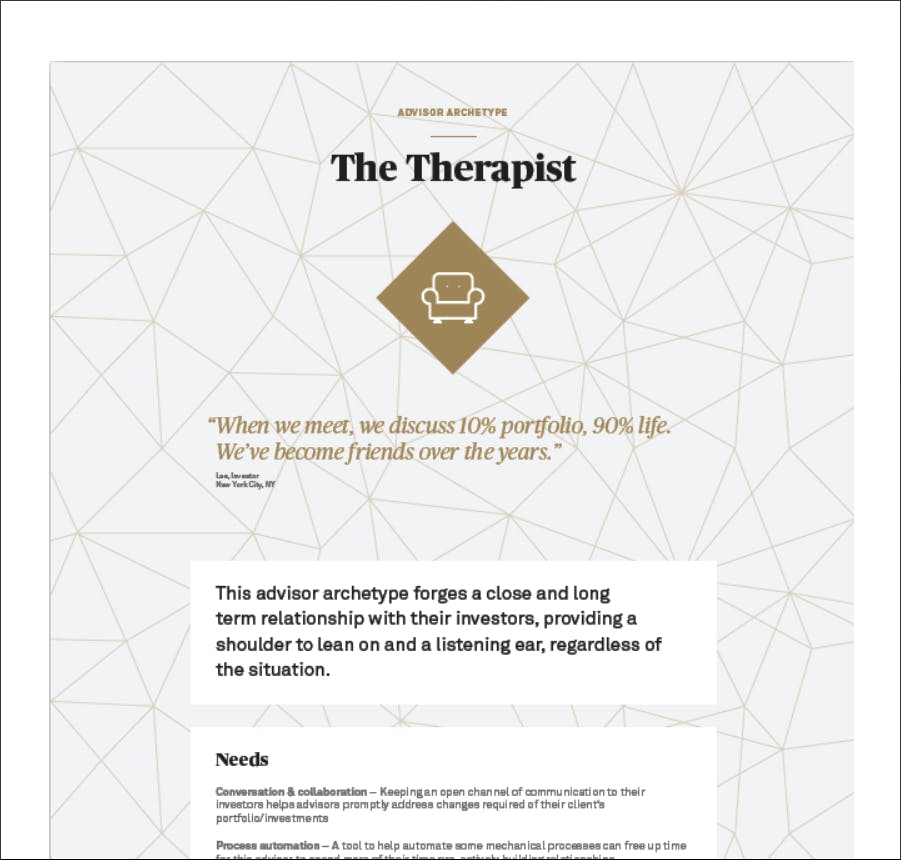 Advisor persona focused on relationships