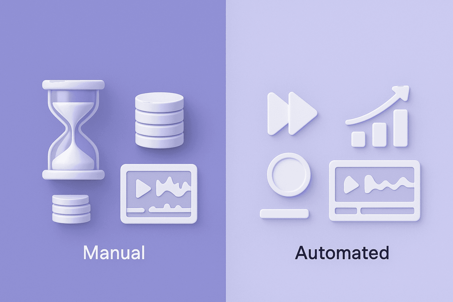 Visual comparison of manual video editing vs SimaDeliver, highlighting reduced time, lower cost, higher engagement.