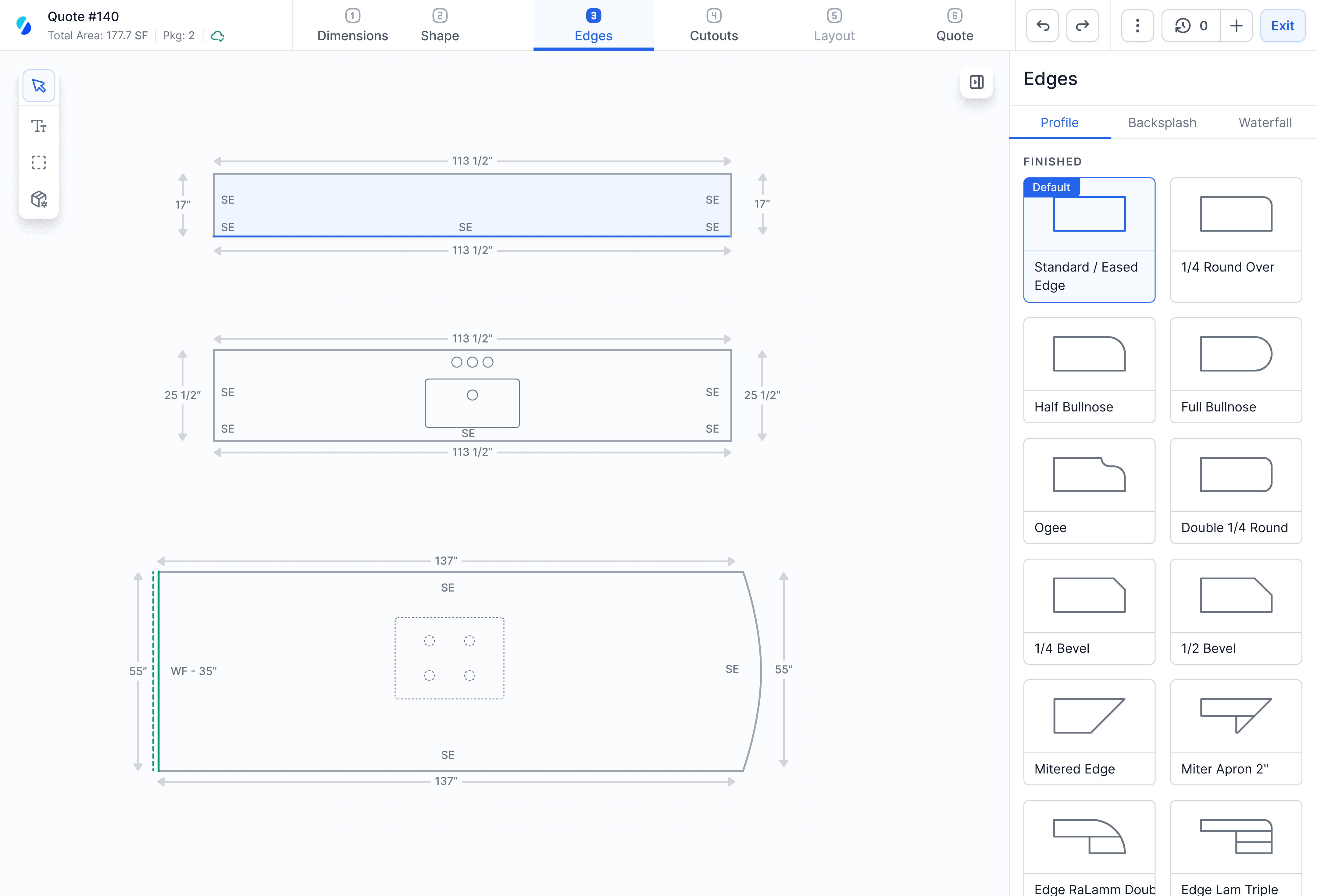 Stonify ERP dashboard showing a stone fabrication project with quotes, fabrication progress, logistics tracking, and job totals.
