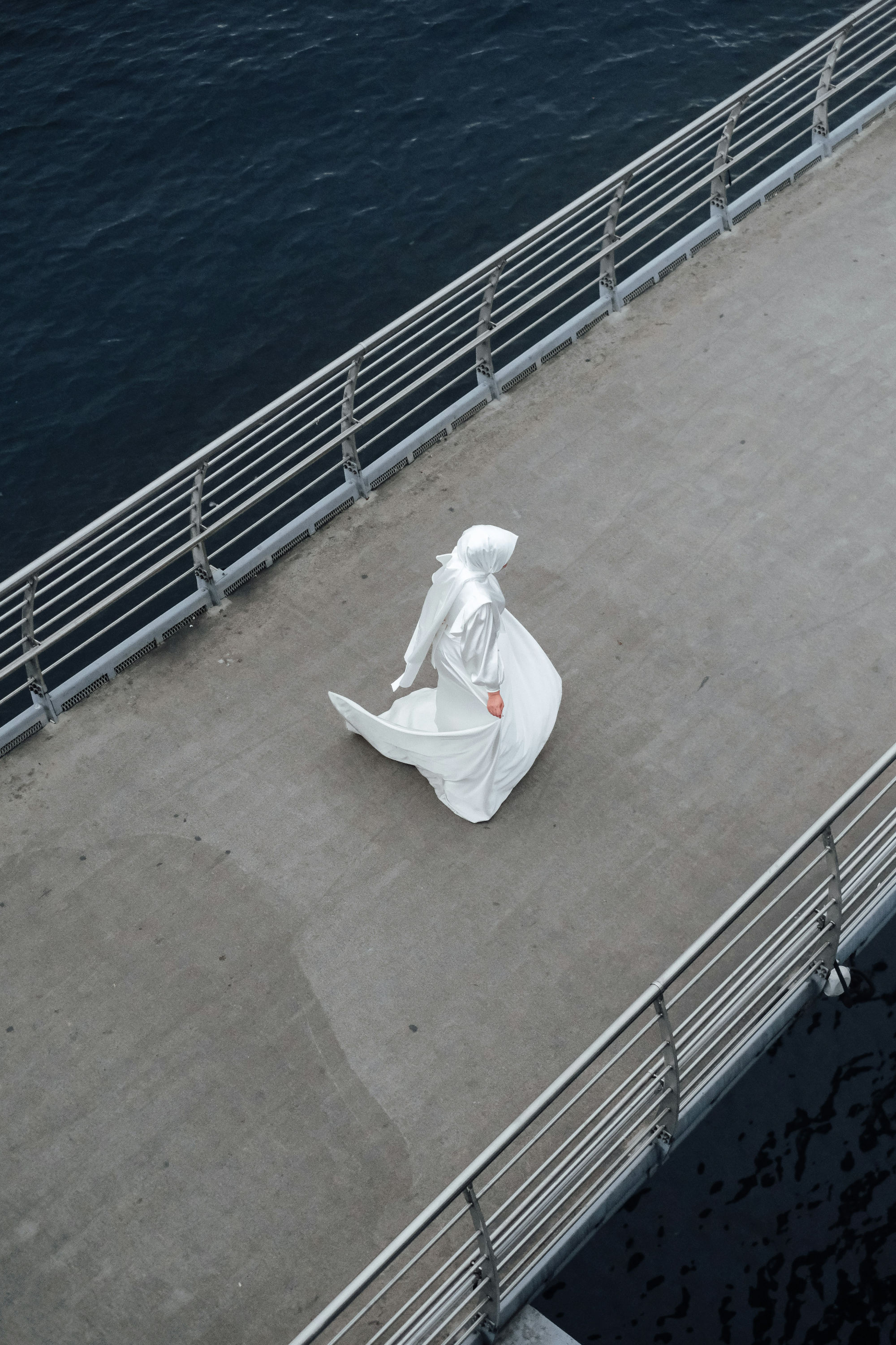 An overhead photo of a bride