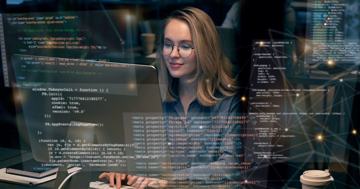 Developer coding a custom website with React framework