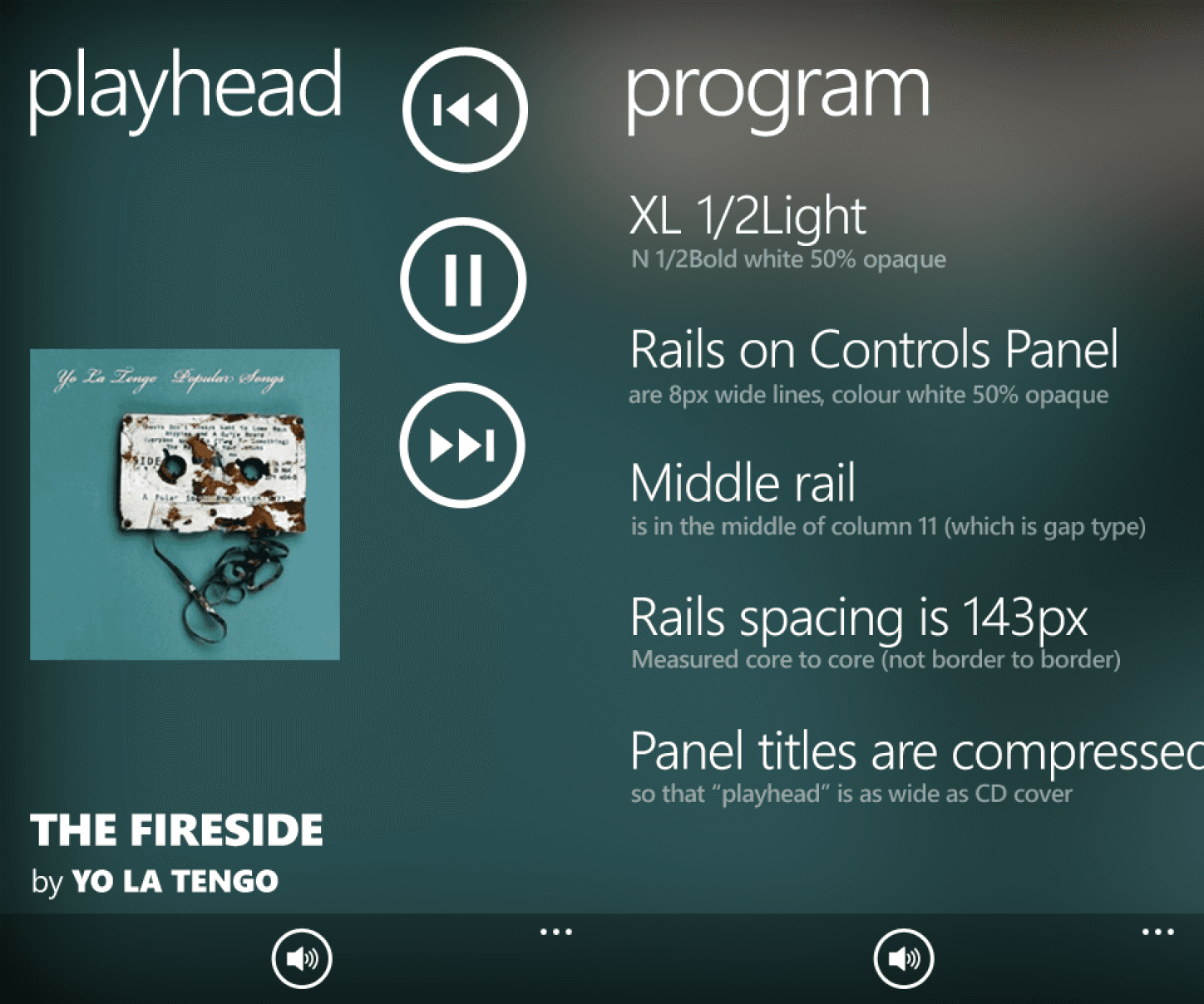 Intermediate mockup for the Playback screen in Casino Music Player