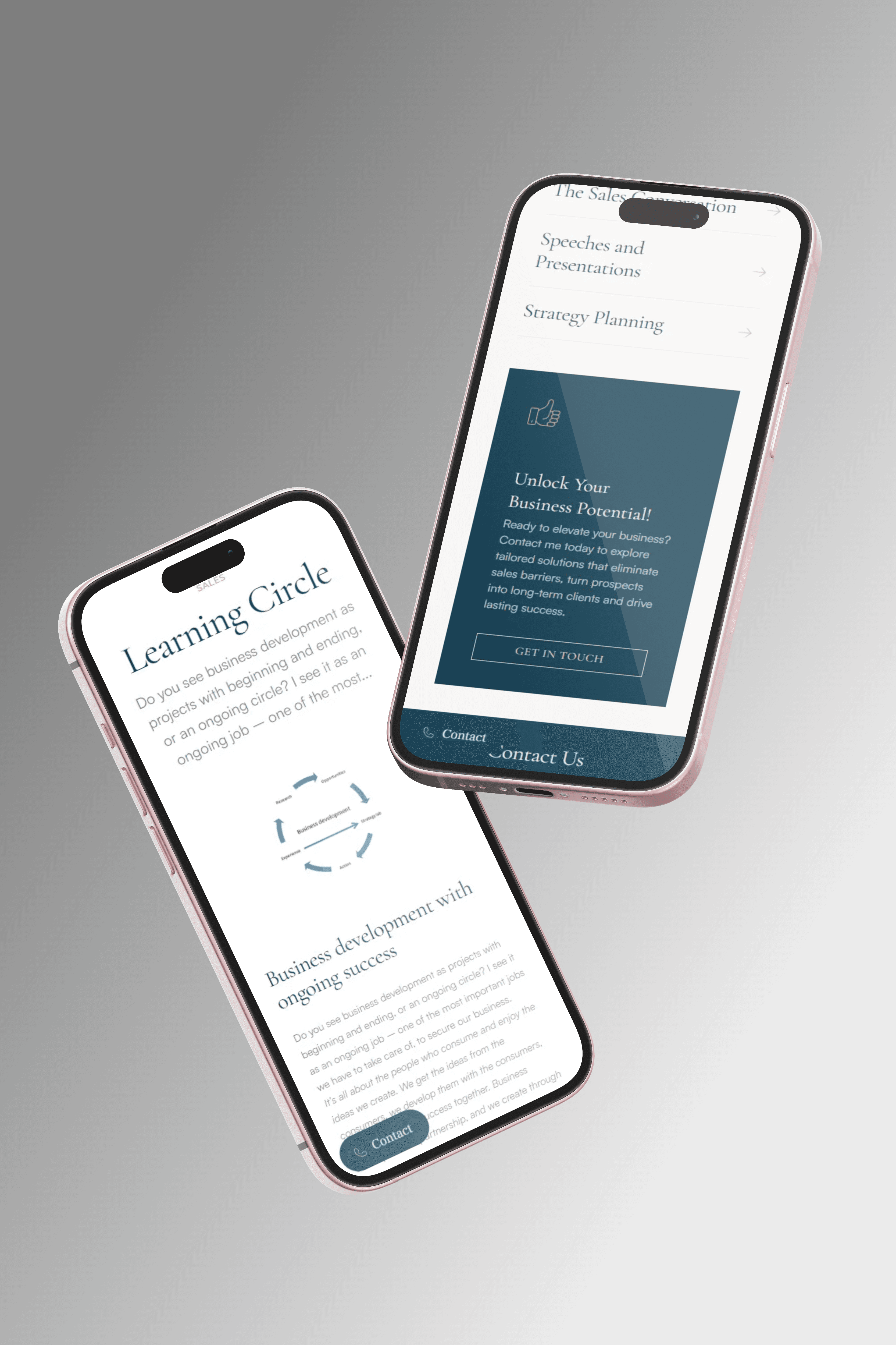 2 iPhone Mockup displays website made by Seoma