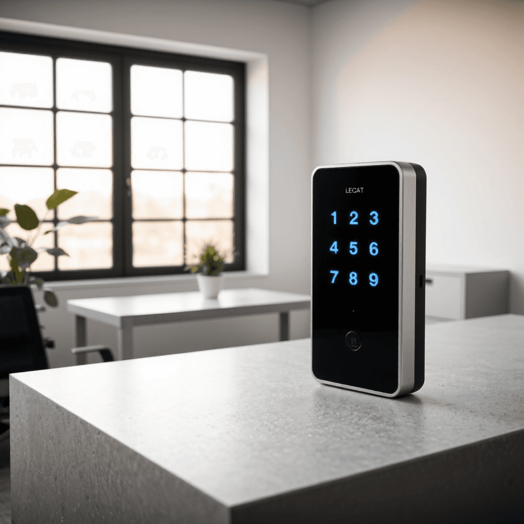 product photography of a digital keypad for secure access control