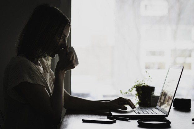 Woman working at a computer