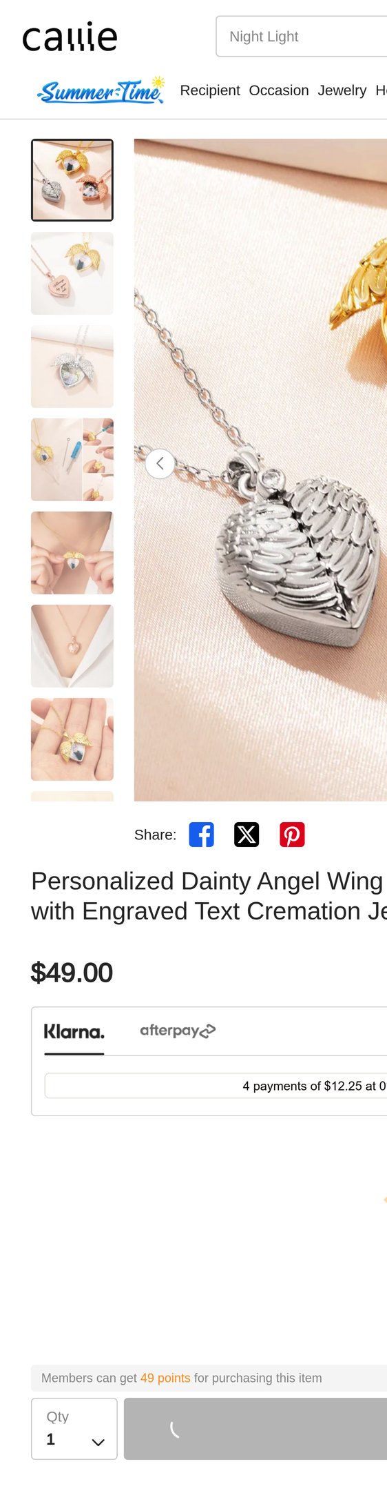 Jewelry product options include:  for Personalized Dainty Angel Wing Heart Photo Urn Necklace for Ashes with Engraved Text Cremation Jewelry Memorial Gift for Women from .