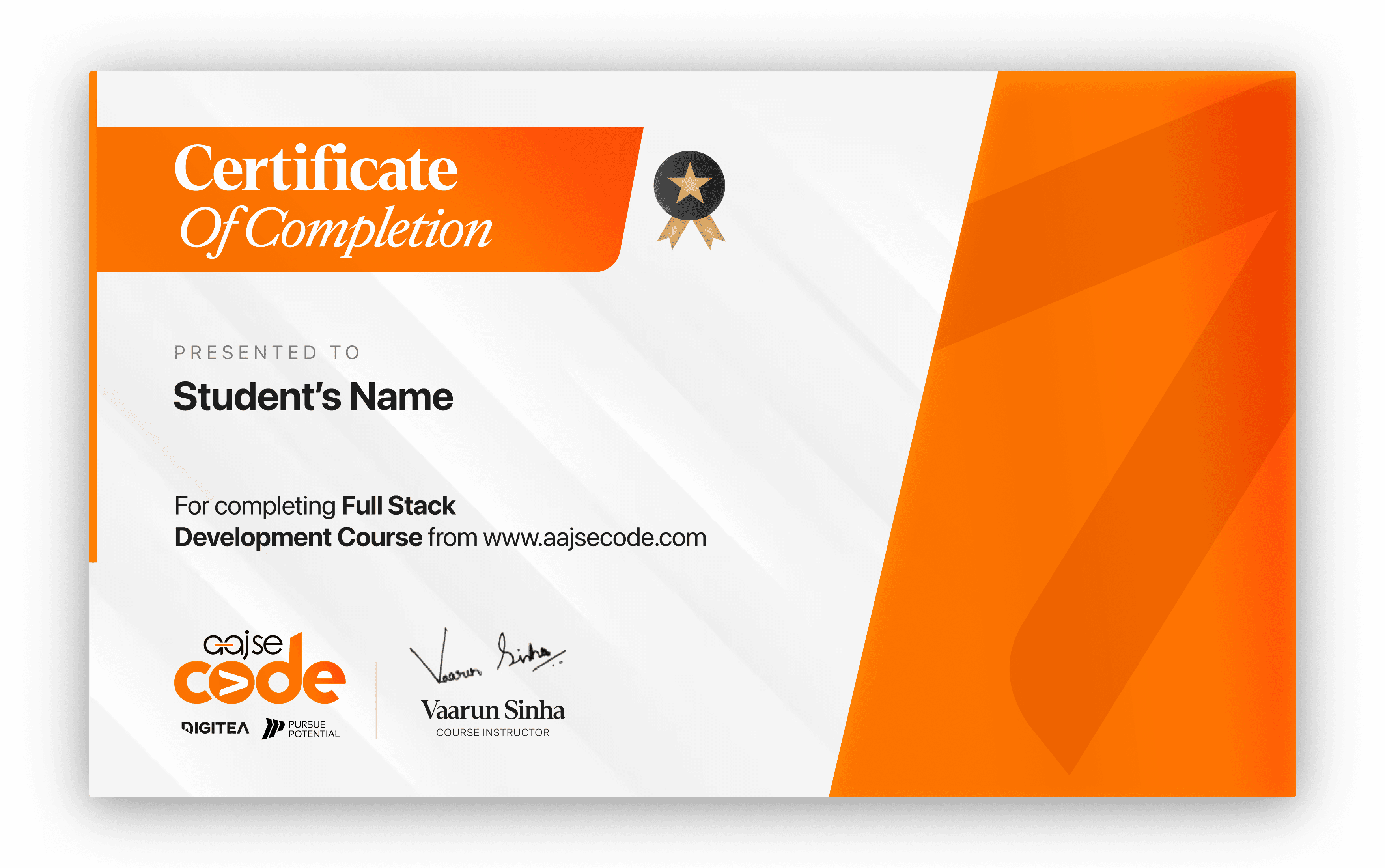 certificate | aaj se code