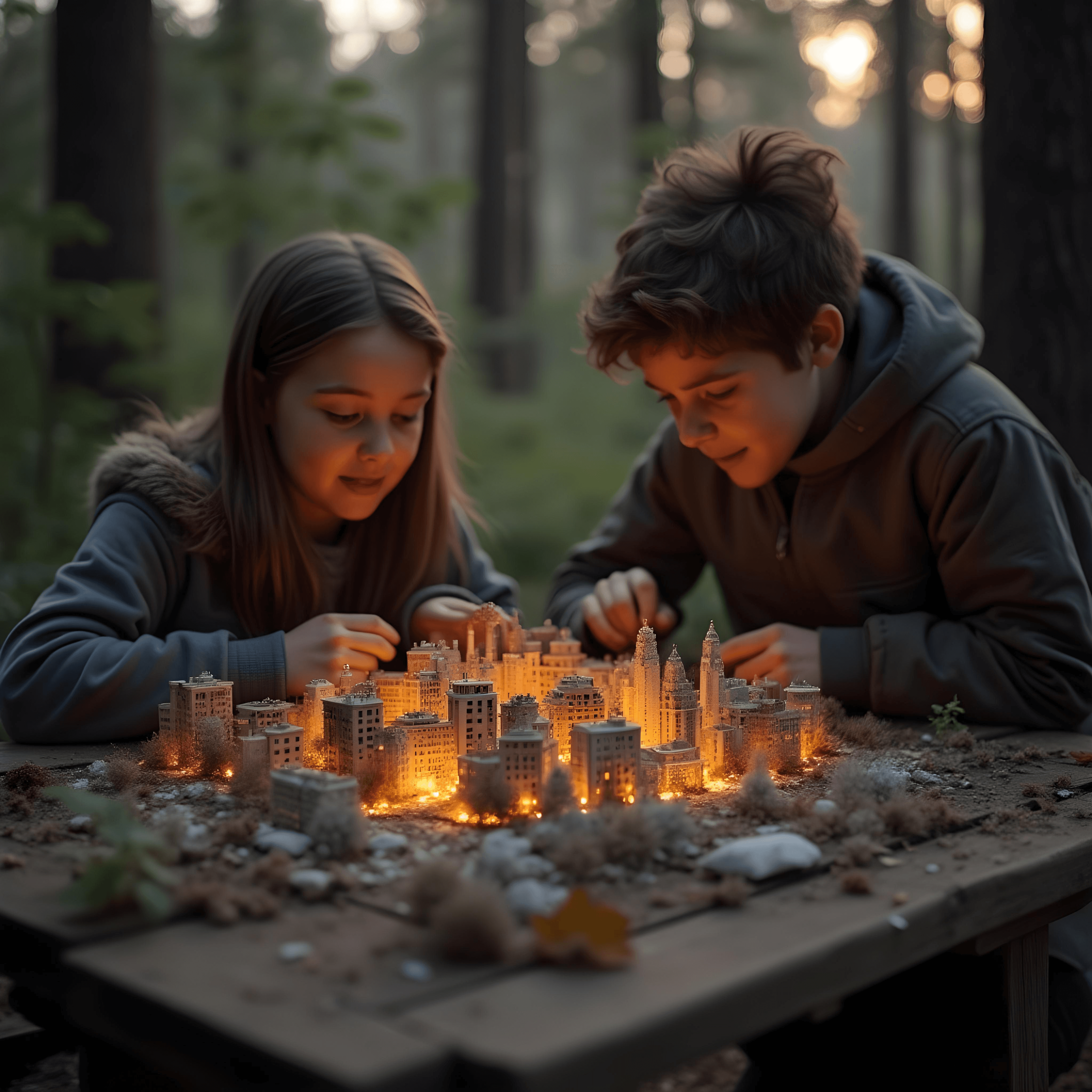 A young person with curly hair smiles at the camera while sitting in front of a laptop against a dark background.