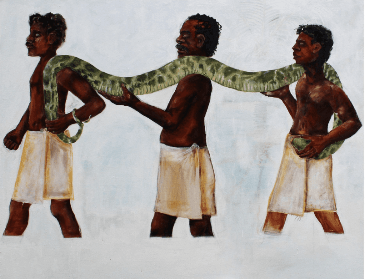 herd of sheep on road painting