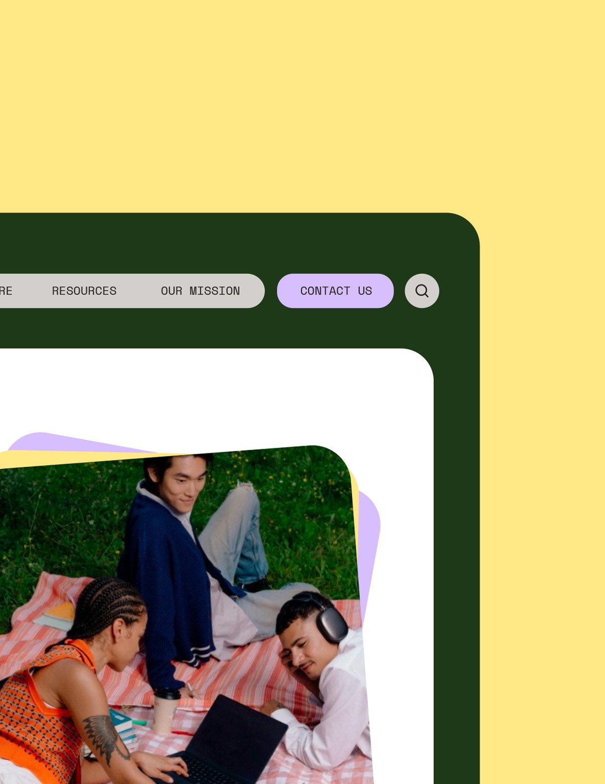 website hero section upclose detail