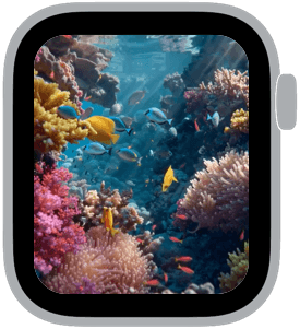 fish city Apple Watch face preview 2 featuring stylized colors and artwork.