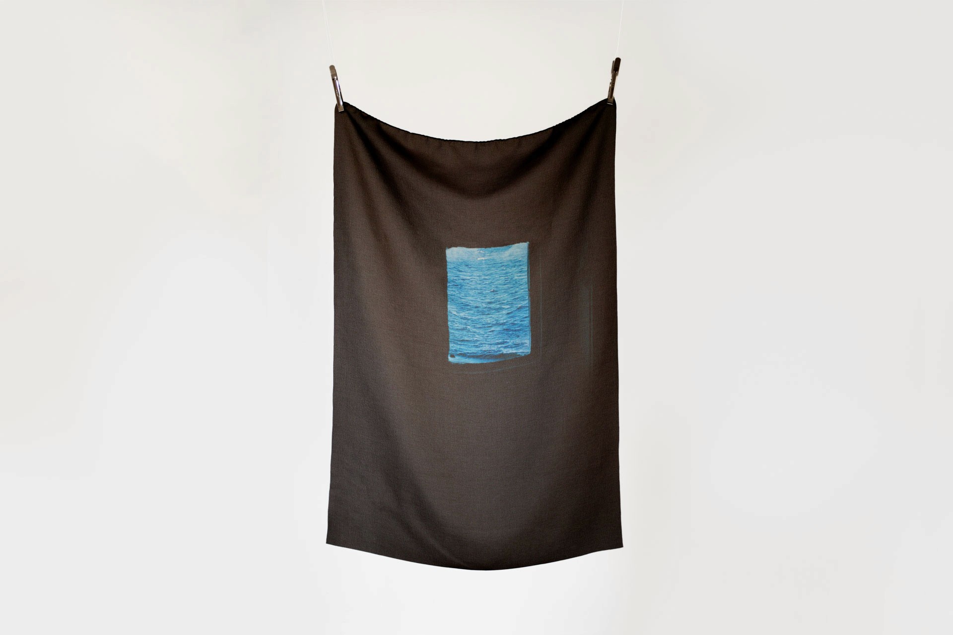 Lighthouse Scene, 2024, digital print on chiffon, 27x18"