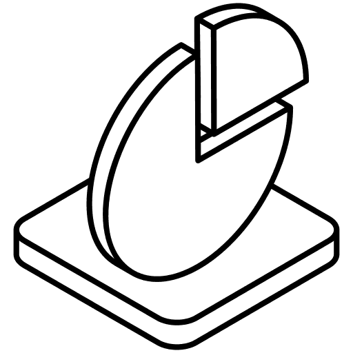 A pie chart on a platform, representing data visualization or analytics.