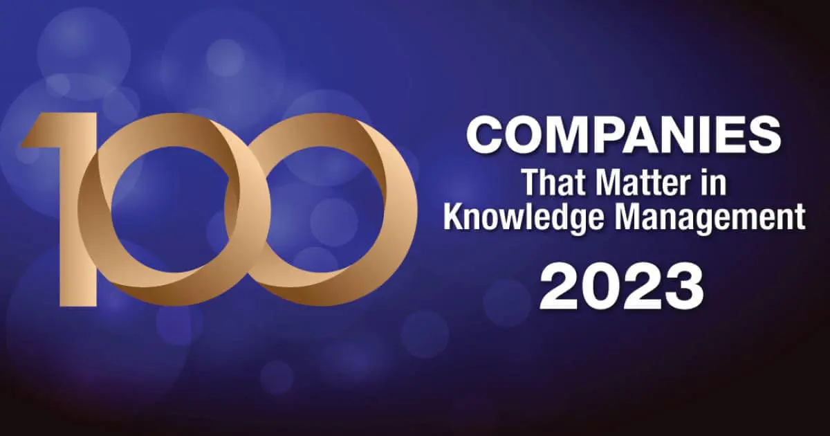 100 Companies That Matter in Knowledge Management 2023 award badge